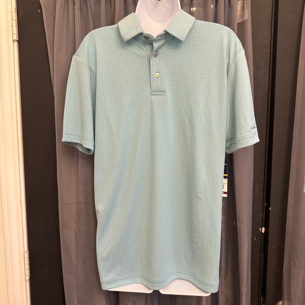Ben Hogan Performance Men's Small S Peacock Blue Golf Polo Diamond Jacquard NWT